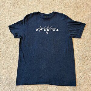 Gildan "God Bless America" Heather Blue Short-Sleeve Top T-shirt Medium